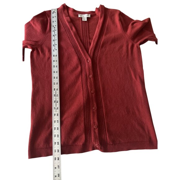 Christopher & Banks M Rust Cardigan Sweater With Short Sleeves & Button Front - Picture 6 of 8